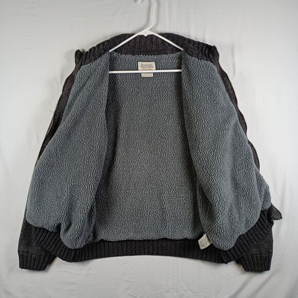 Boston Traders Cardigan Sweater Sherpa Lined Men Extra Large Gray Full Zip - Picture 4 of 9